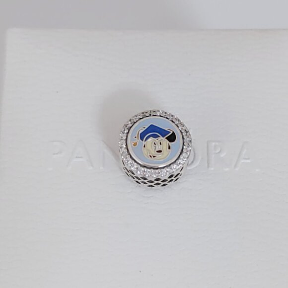 Pandora Mickey Graduation Class of 2024 Charm Button Exclusive Bead Pendant S925 - Picture 5 of 7
